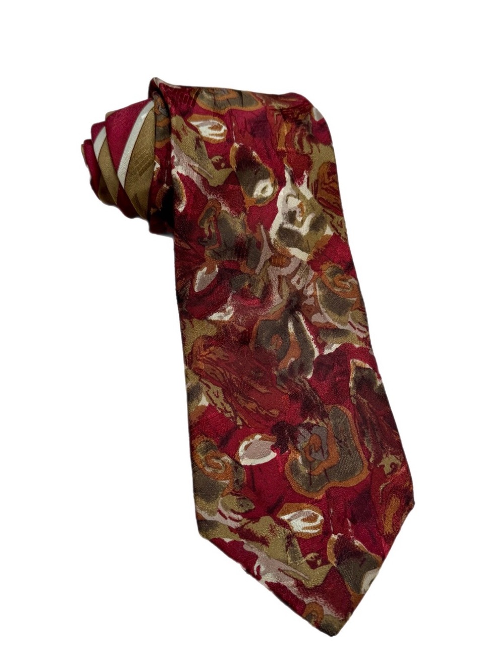 Ermenegildo Zegna Designer Silk Men’s Burgandy Floral and Stripe Red Tie Luxury